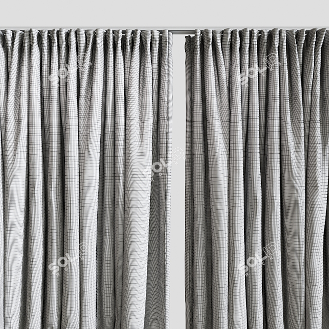 Elegant White Window Curtain 3D model image 3