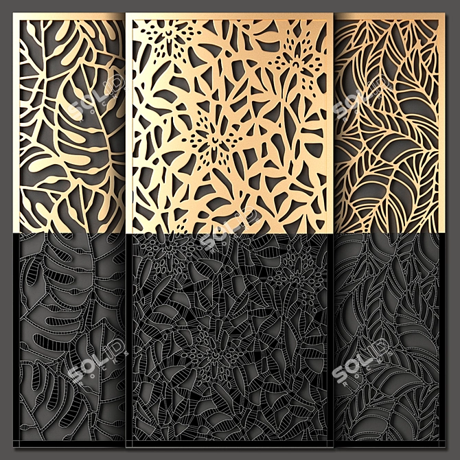 Title: Botanical-inspired Decorative Partitions 3D model image 3