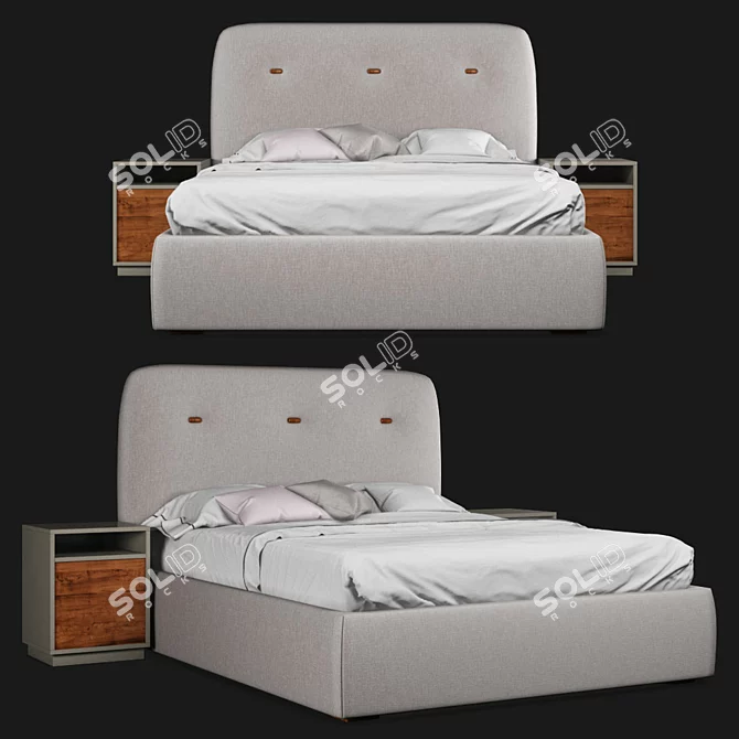 Modern Lift-Up Bed with Nightstand 3D model image 1