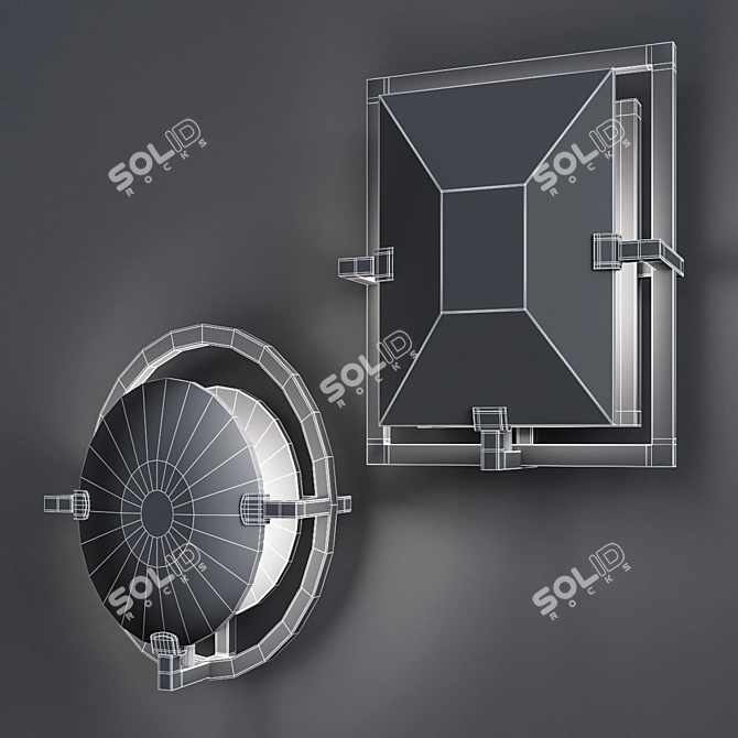 Elegant Prism Set: Metal and Glass, 240mm Height 3D model image 2