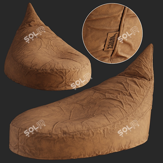 Luxury Leather Suede Beanbag 3D model image 1