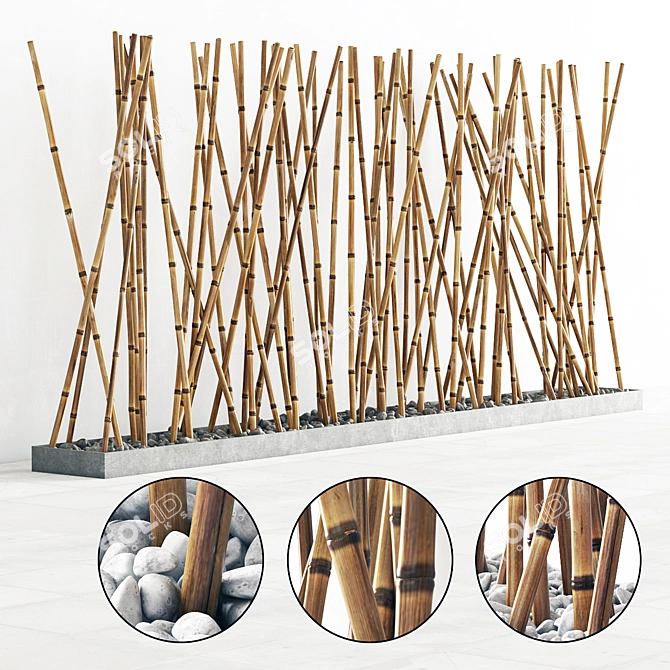 Bamboo Branch Pebble: Textured & Smooth 3D model image 1