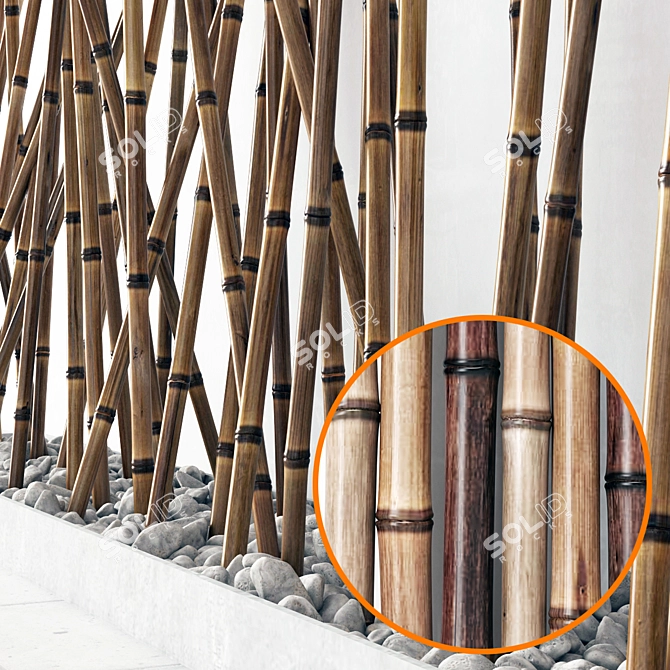 Bamboo Branch Pebble: Textured & Smooth 3D model image 2