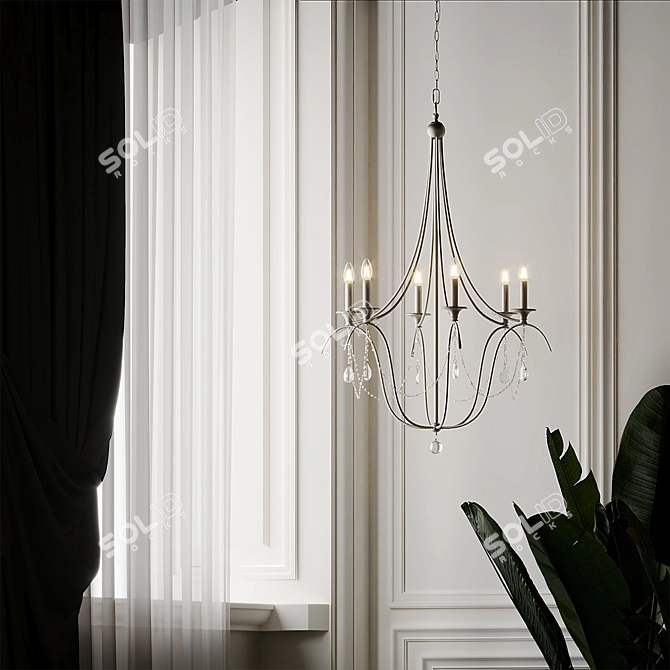 Elegant Alexandra Crystal Chandelier 3D model image 4