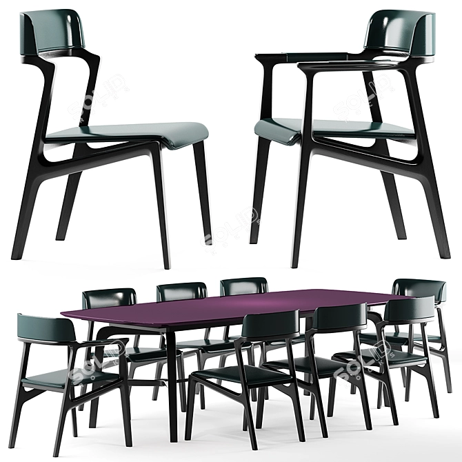 Elegant Giorgetti Alexa Table & Chairs 3D model image 1