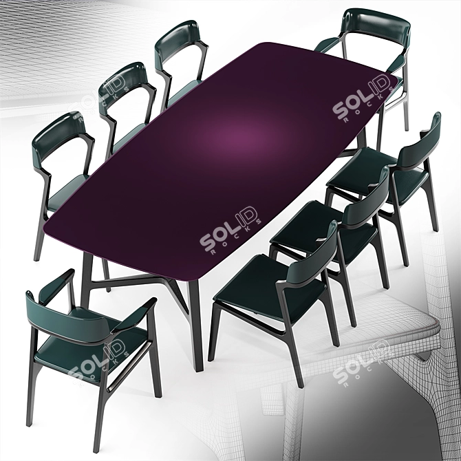 Elegant Giorgetti Alexa Table & Chairs 3D model image 3