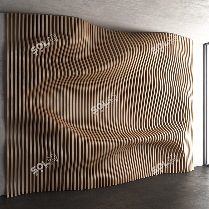 Customized Wooden Wall Panel 3D model image 2