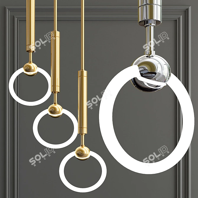 Elegant Brass Ring Light 3D model image 1