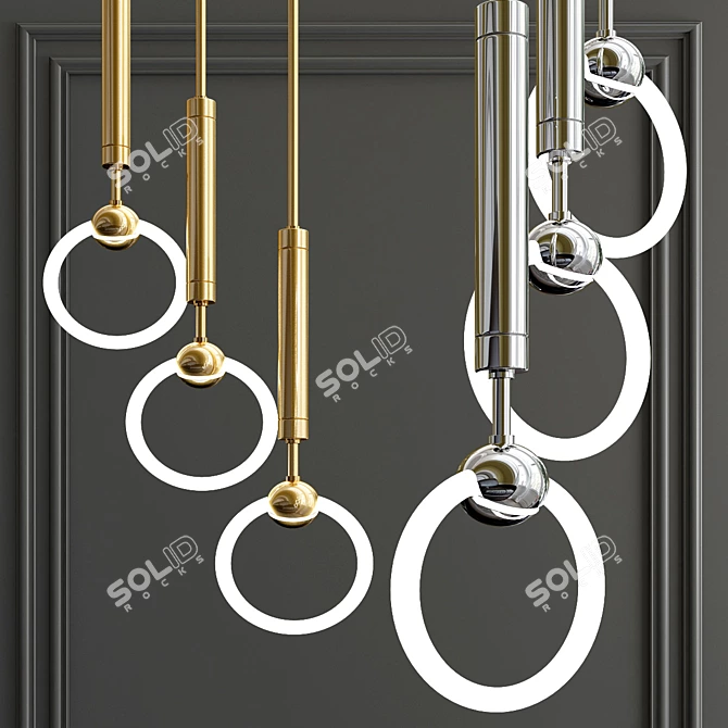 Elegant Brass Ring Light 3D model image 2