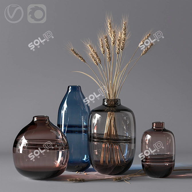 Elegant Glass Vase Collection 3D model image 1