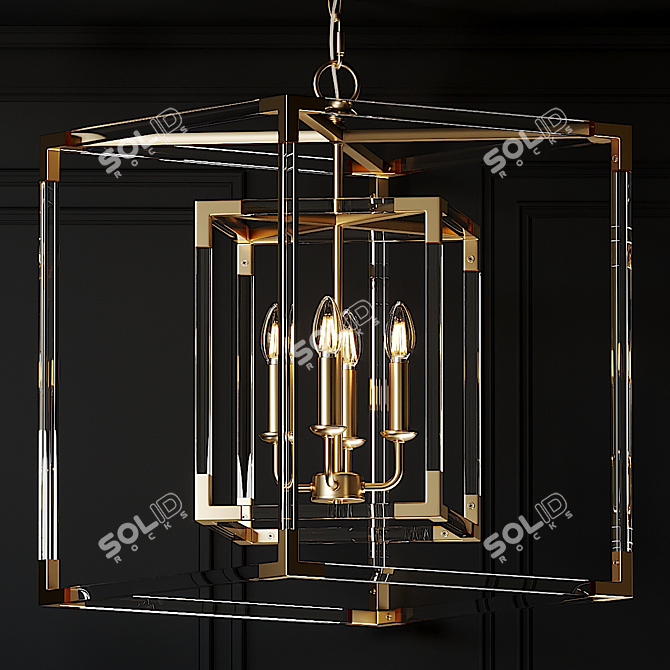 Title: Phoebe Acrylic Chandelier - Modern Elegance Illuminated 3D model image 1