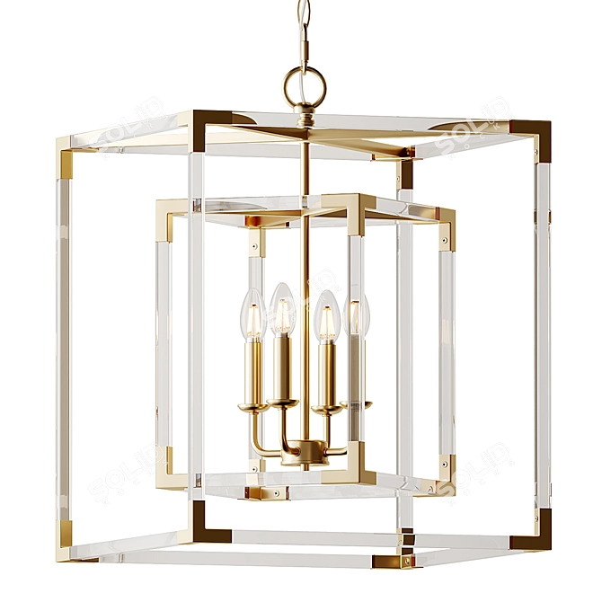 Title: Phoebe Acrylic Chandelier - Modern Elegance Illuminated 3D model image 3