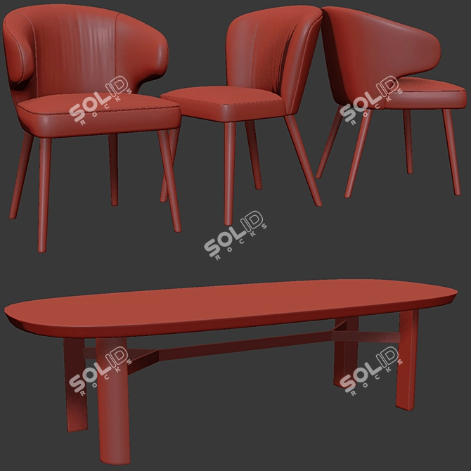 Elegant Minotti Aston Dining Chairs 3D model image 3