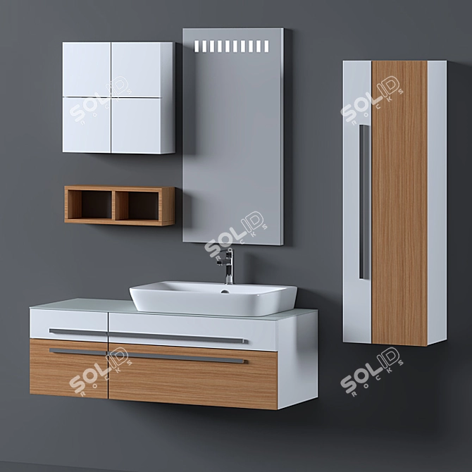 Rustic Wood  Bathroom Set 3D model image 1