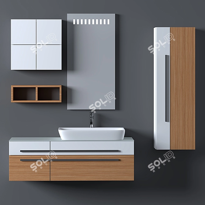 Rustic Wood  Bathroom Set 3D model image 2