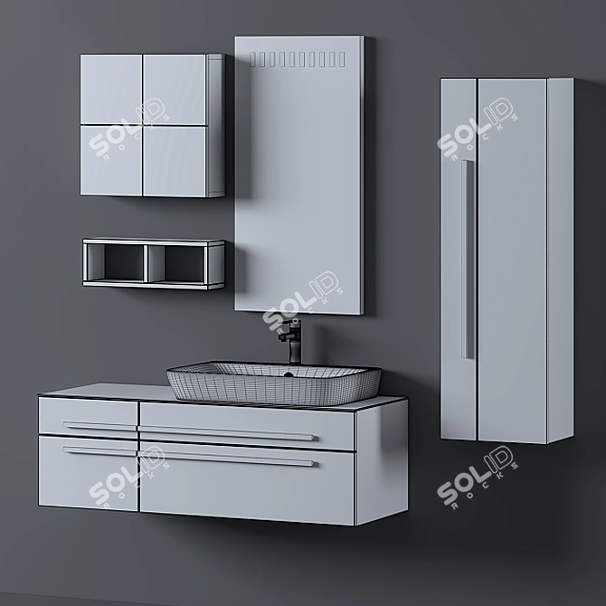 Rustic Wood  Bathroom Set 3D model image 3