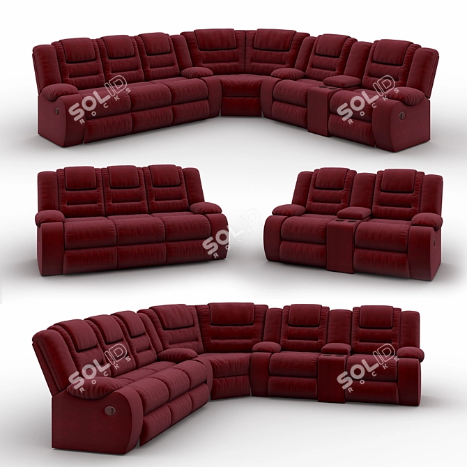 Vacherie Black Double Reclining Sectional - Sleek and Spacious Comfort 3D model image 1