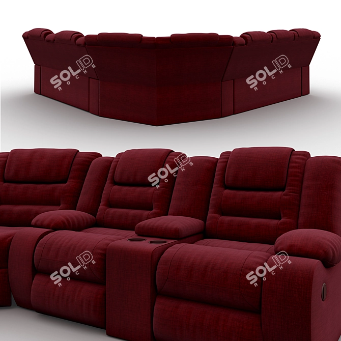 Vacherie Black Double Reclining Sectional - Sleek and Spacious Comfort 3D model image 2