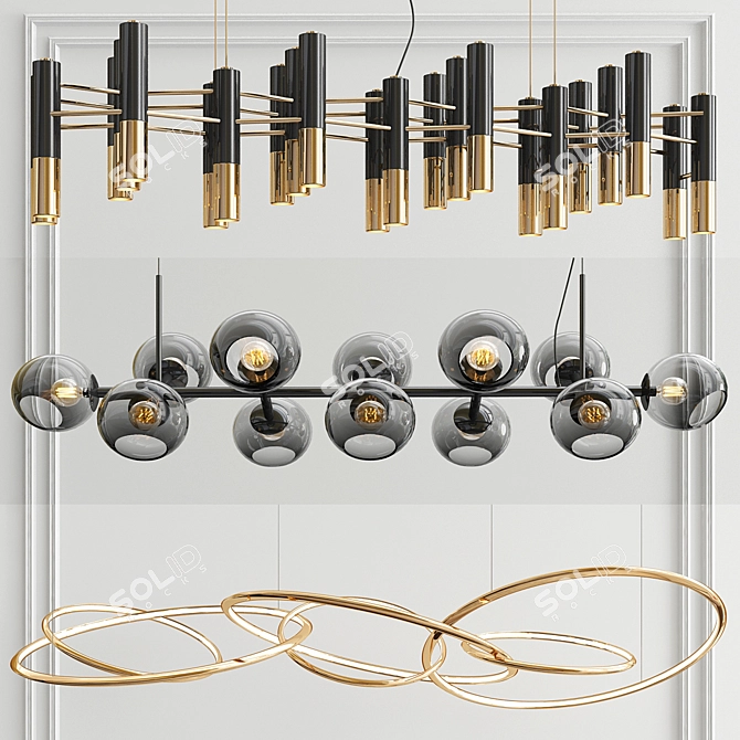 Versatile Suspension Chandelier - 3 Options 3D model image 1