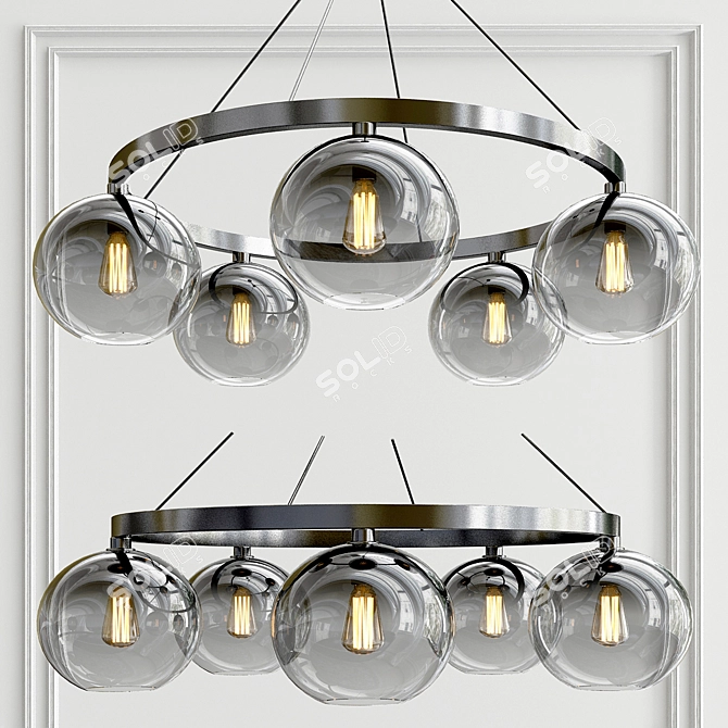 Ethereal Gray Glass Chandelier 3D model image 1