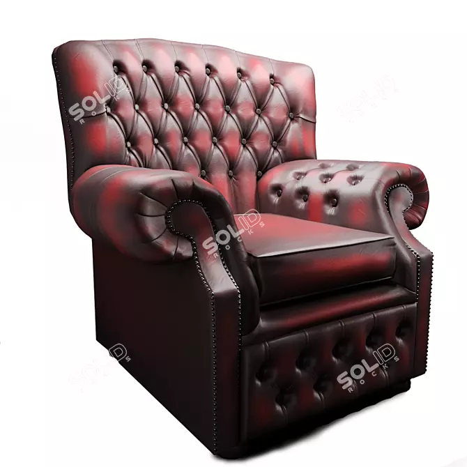 Classic Comfort: Chesterfield Monks Wing Chair 3D model image 1