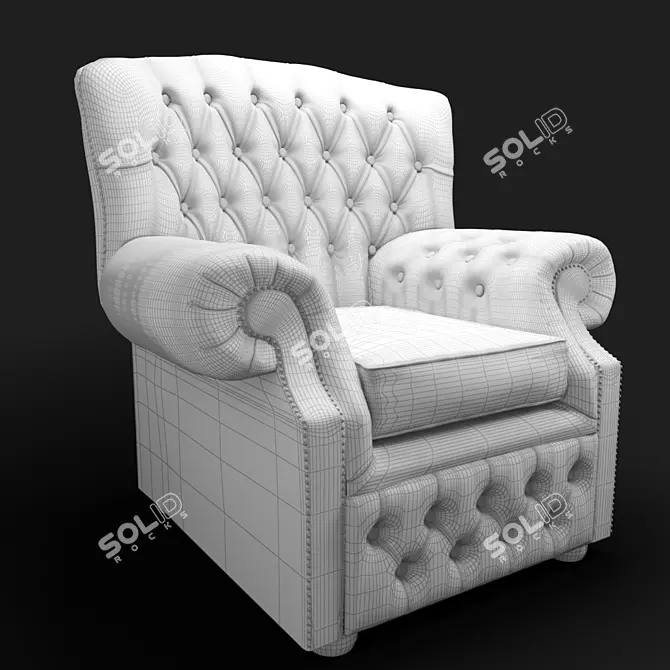 Classic Comfort: Chesterfield Monks Wing Chair 3D model image 3