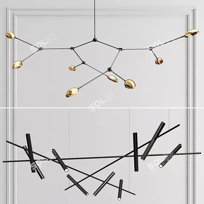 Elegant Drop & Kreon Chandelier 3D model image 1