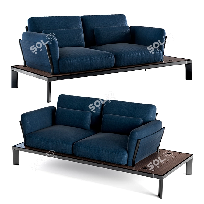 Bamboo Bliss: Two Seats Sofa EMU 3D model image 1