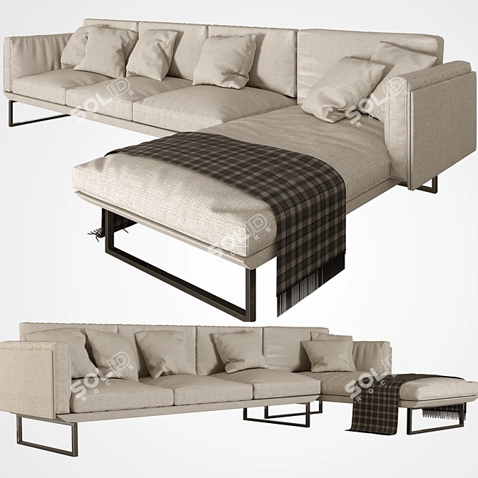 Cassina-2: Modern Style Sofa (337cm x 170.8cm x 81cm) 3D model image 1