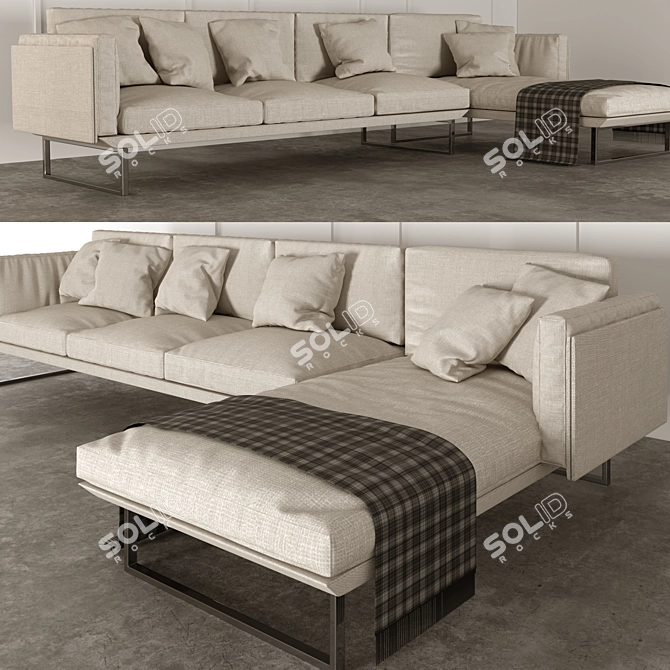 Cassina-2: Modern Style Sofa (337cm x 170.8cm x 81cm) 3D model image 2