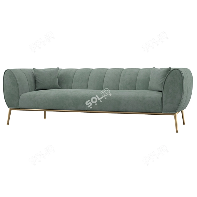 Elegant Emerald Jade Sofa 3D model image 2