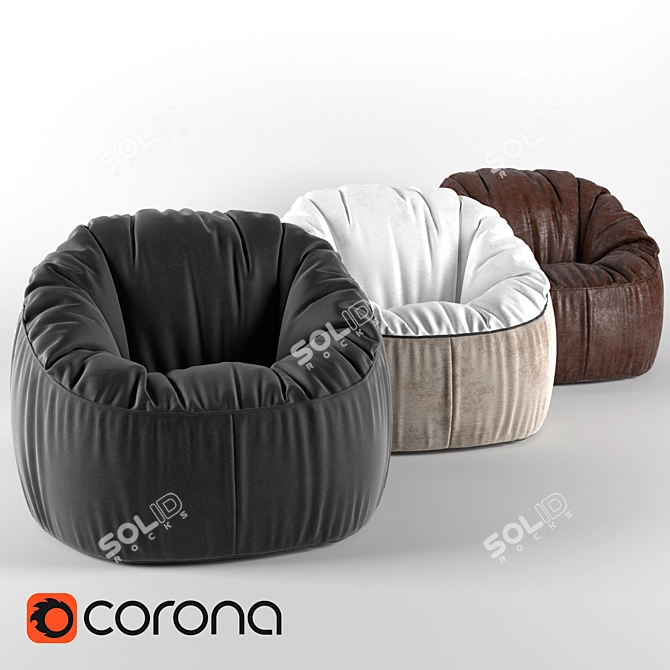 Cozy Felt Pouf Chair 3D model image 1