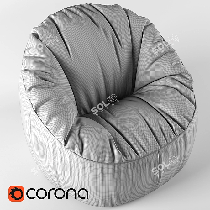 Cozy Felt Pouf Chair 3D model image 3