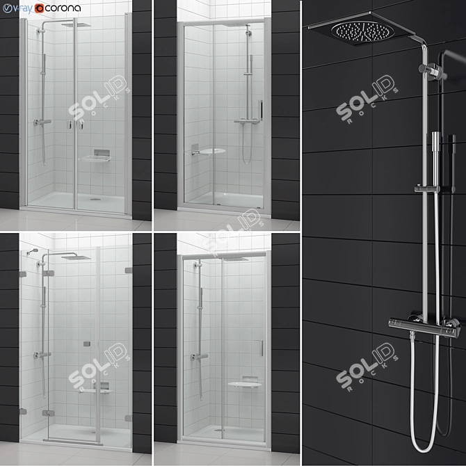 RAVAK Set 53: Innovative Shower Doors 3D model image 1