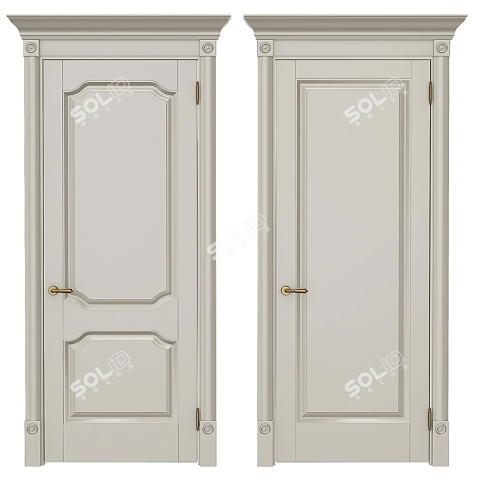 Elegant Vintage Interior Doors 3D model image 1