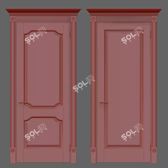 Elegant Vintage Interior Doors 3D model image 2