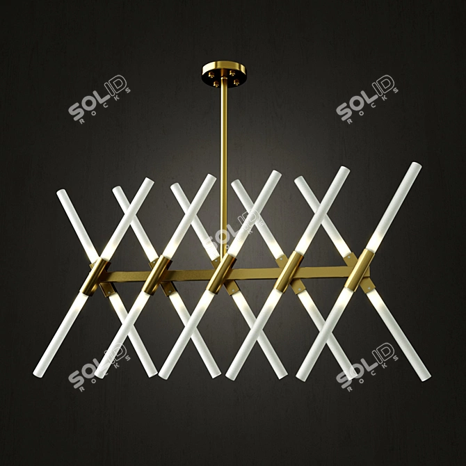 Golden Branch Chandelier: Roll&Hill Agnes MD049 3D model image 1