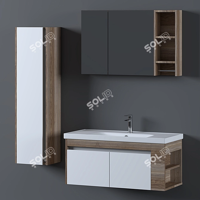 Siena Bathroom Furniture Set | Wood Texture 3D model image 1
