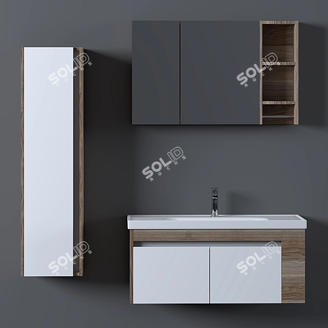 Siena Bathroom Furniture Set | Wood Texture 3D model image 2