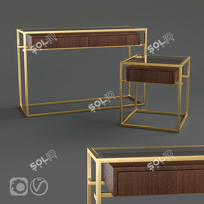 Elegant Kennen Console, Side Table 3D model image 1