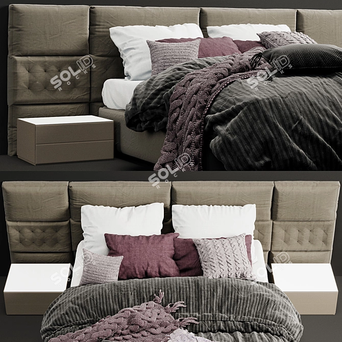 Luxurious Boiserie Marlene Bed 3D model image 2