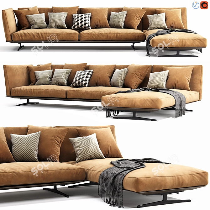 Flexible Comfort: Evergreen Chaise 3D model image 1