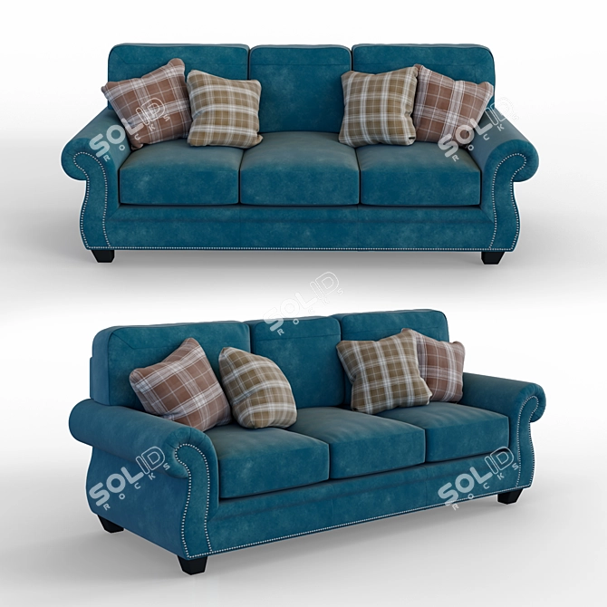  Stylish Olsberg Steel Sofa: 230cm Width, 96cm Depth, 99cm Height 3D model image 1