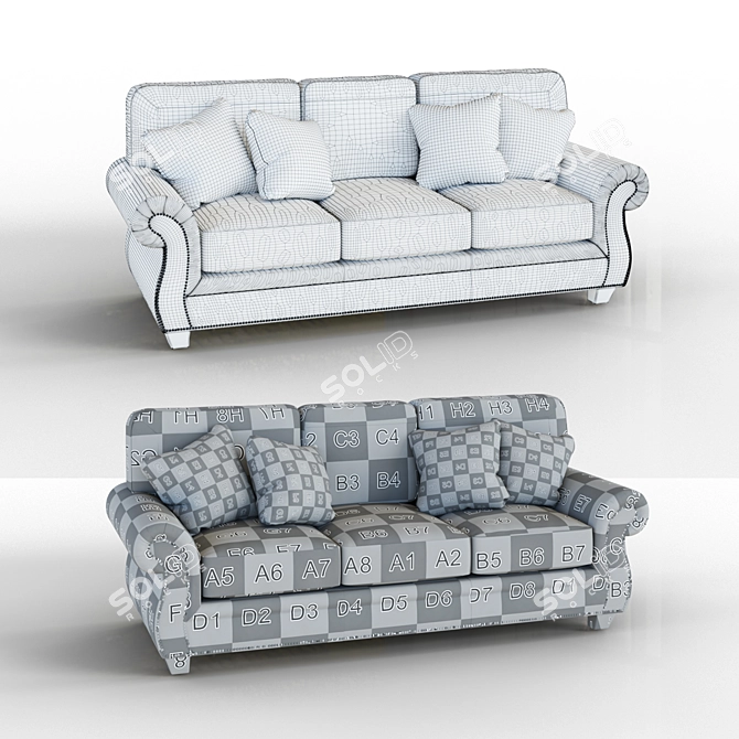  Stylish Olsberg Steel Sofa: 230cm Width, 96cm Depth, 99cm Height 3D model image 3