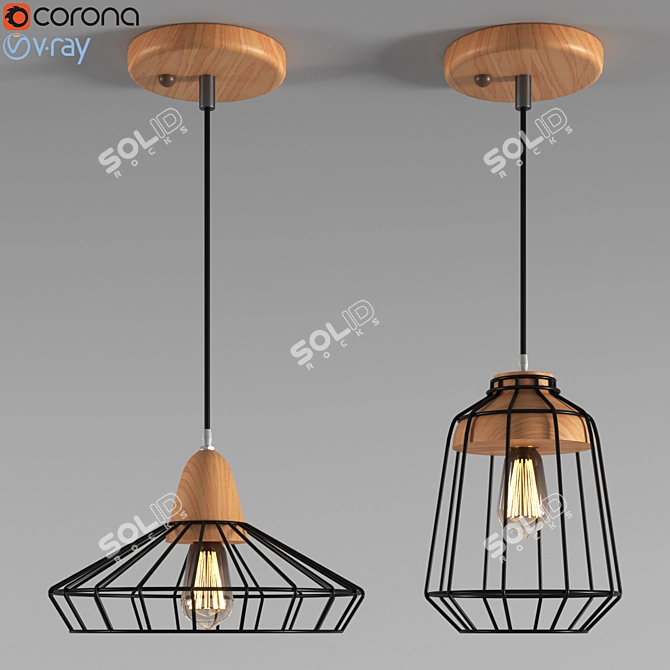 Rustic Metal DIY Pendant Light 3D model image 3