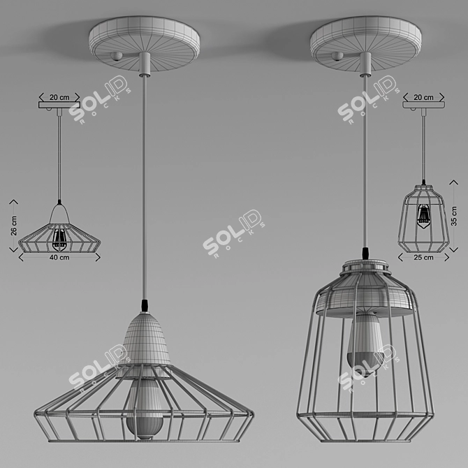 Rustic Metal DIY Pendant Light 3D model image 2