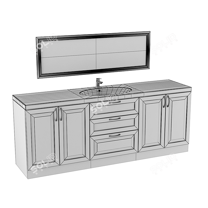 Sleek V-Ray Bathroom Sink 3D model image 3