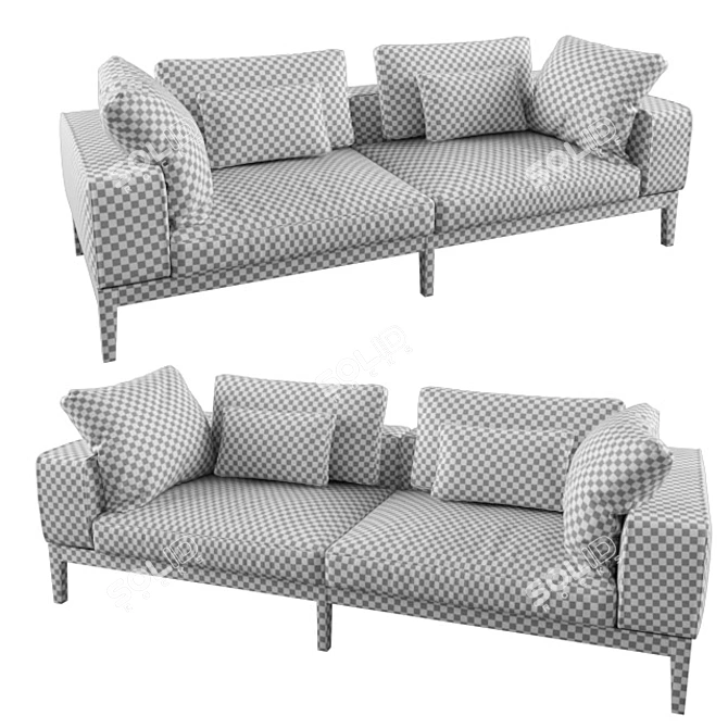 Luxury Comfort: Moodie 3-Seater Sofa 3D model image 2