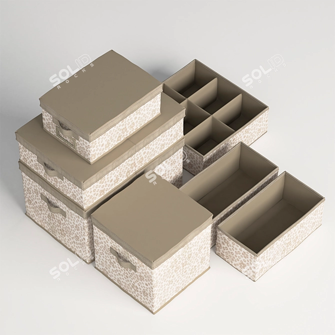 Versatile Set of Beige Boxes for Organizing 3D model image 3