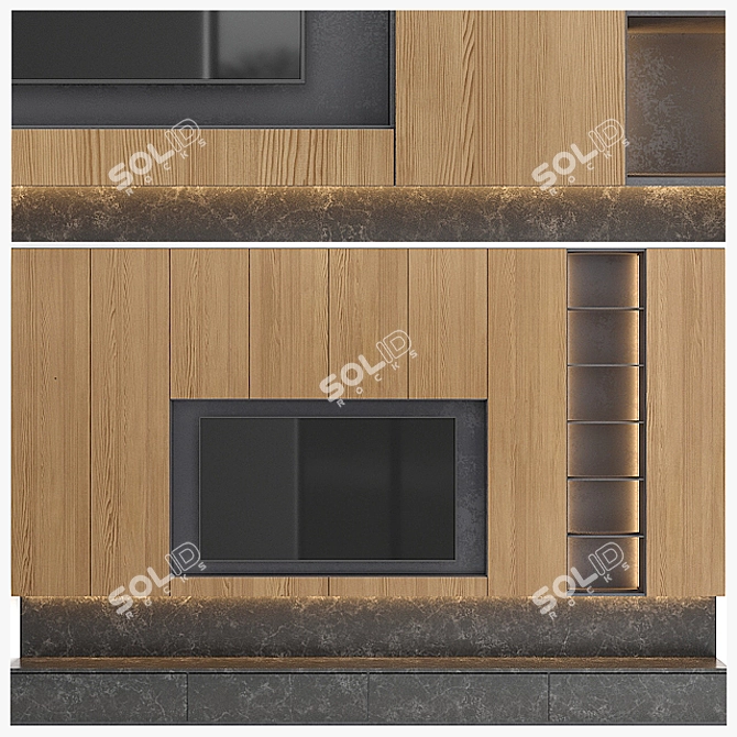 Seamless Wall Mount for 65" TV 3D model image 1